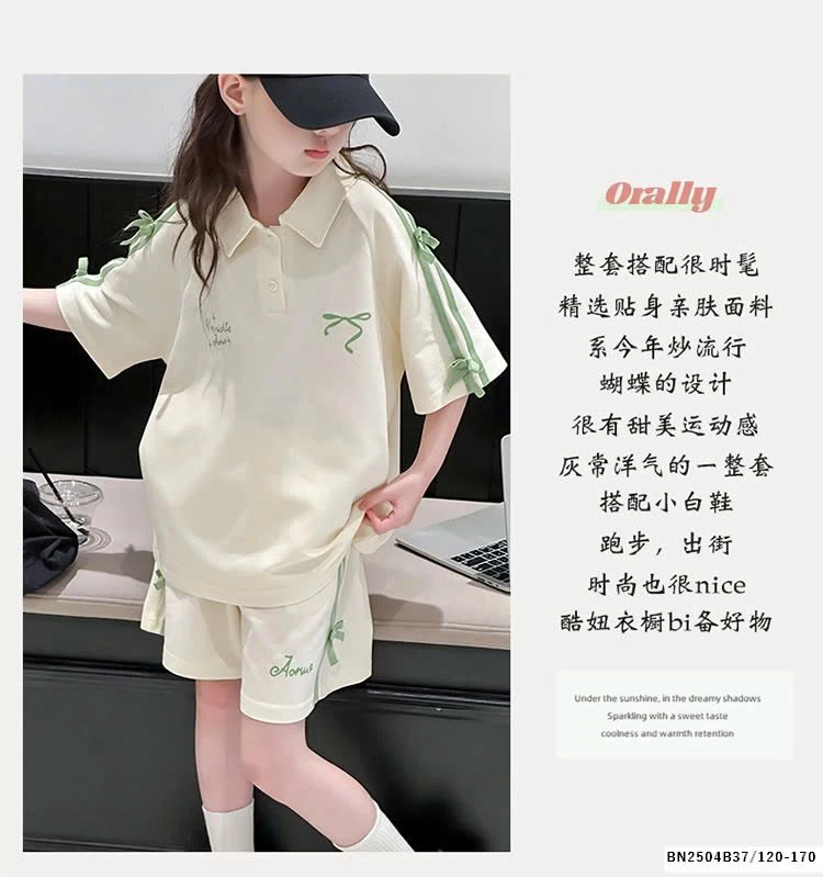 SÉT POLO BÉ GÁI GẮN NƠ