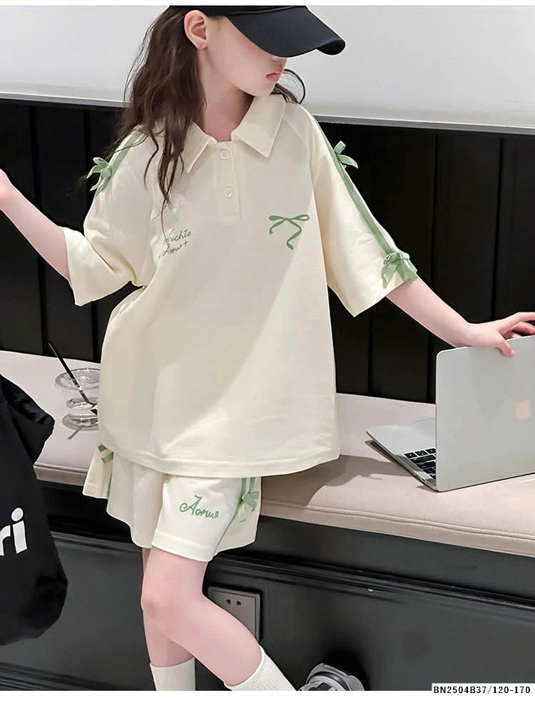 SÉT POLO BÉ GÁI GẮN NƠ