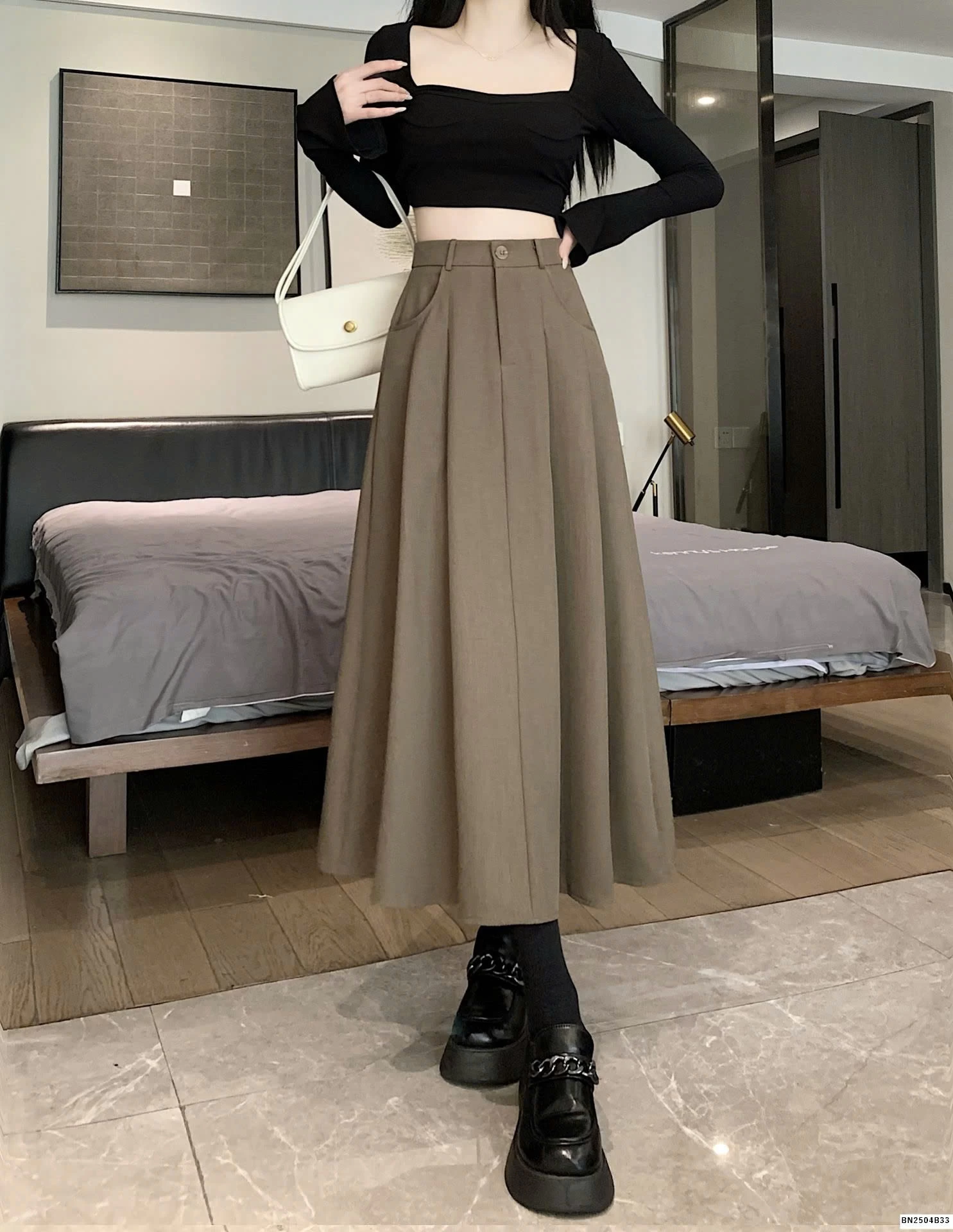 CHÂN VÁY MIDI  CHO NỮ