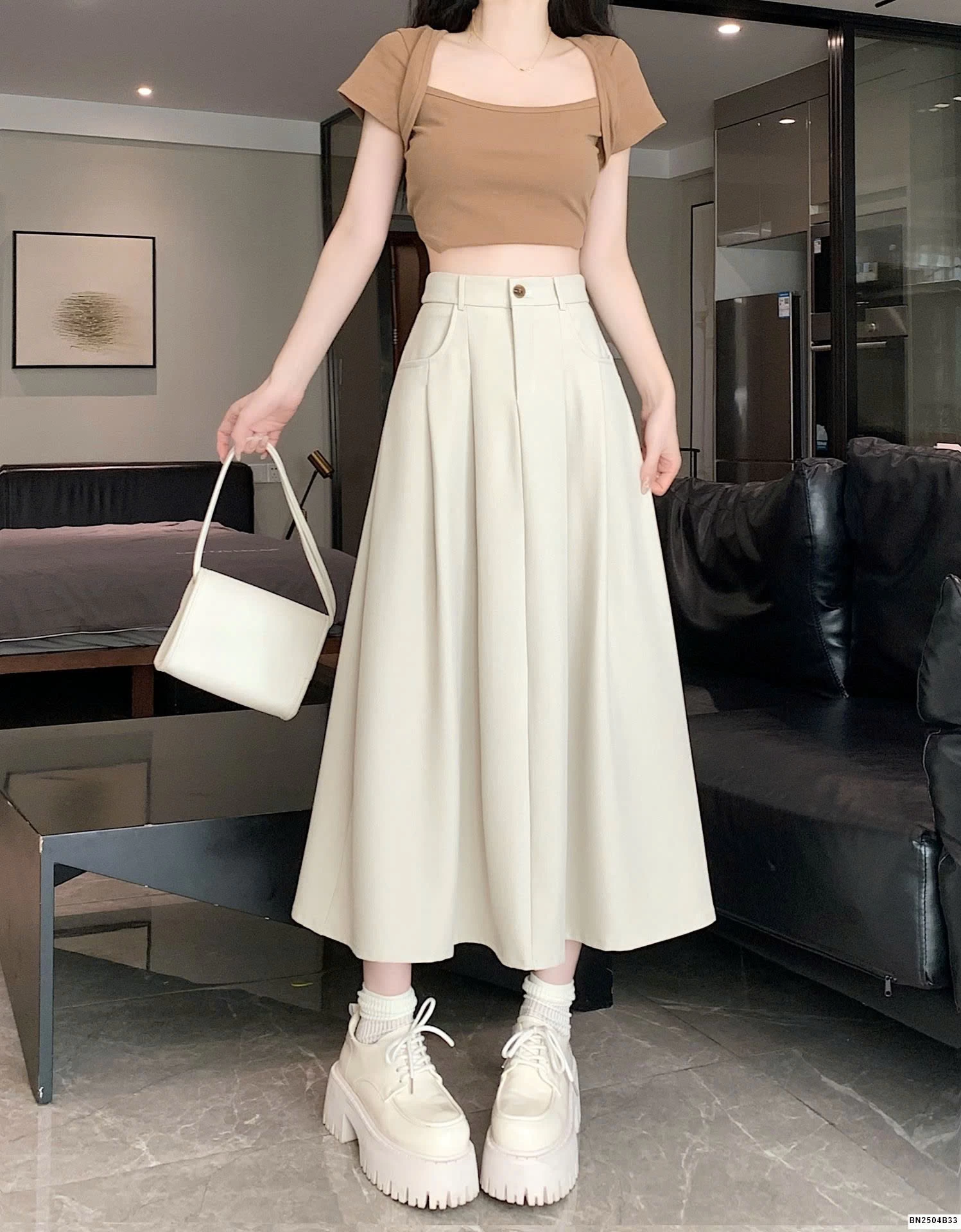 CHÂN VÁY MIDI  CHO NỮ