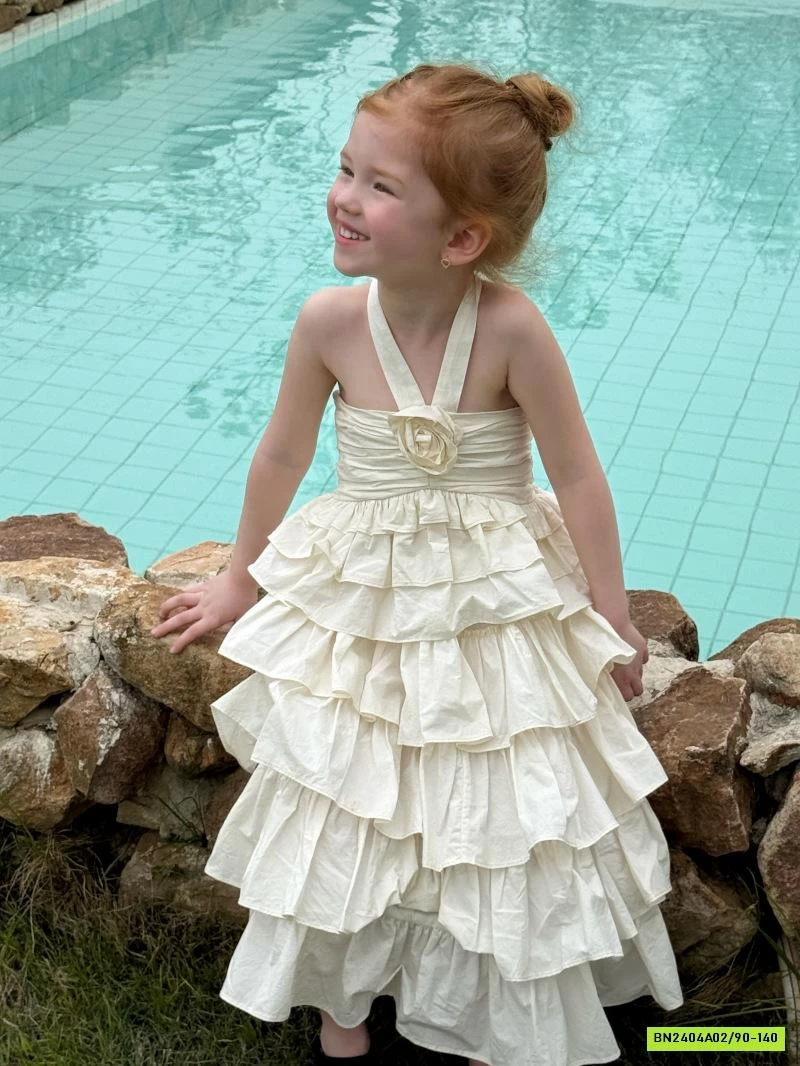 ĐẦM CÔNG CHÚA TRẮNG CỔ YẾM XẾP TẦNG