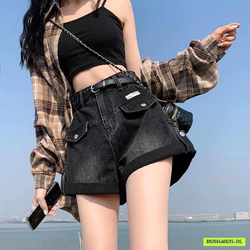 SHORT JEANS CẠP CAO XẮN GẤU
