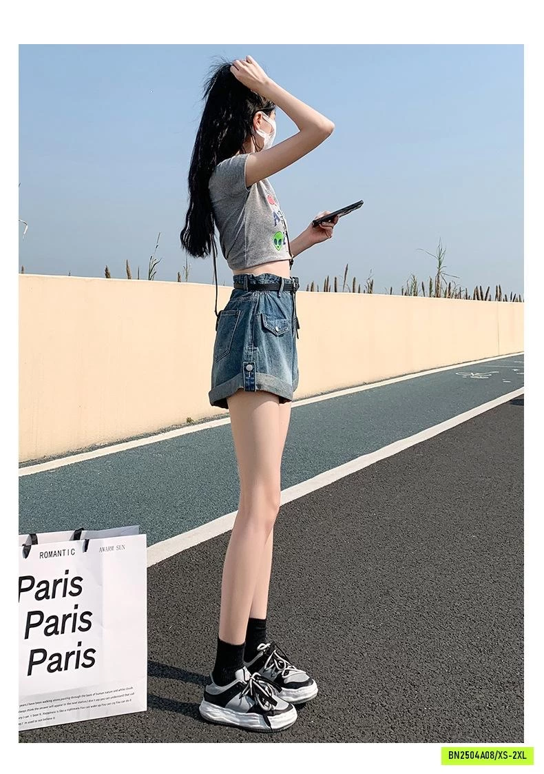 SHORT JEANS CẠP CAO XẮN GẤU