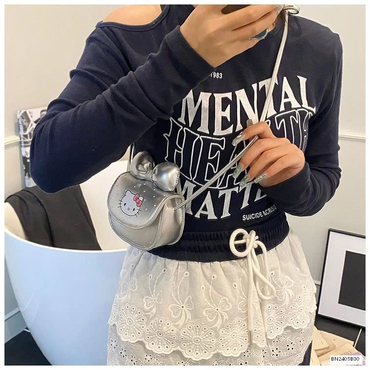 TÚI MINI KITTY NƠ CHẤM BI