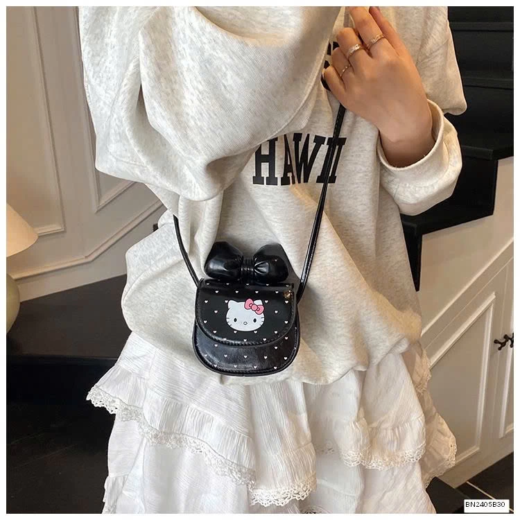 TÚI MINI KITTY NƠ CHẤM BI