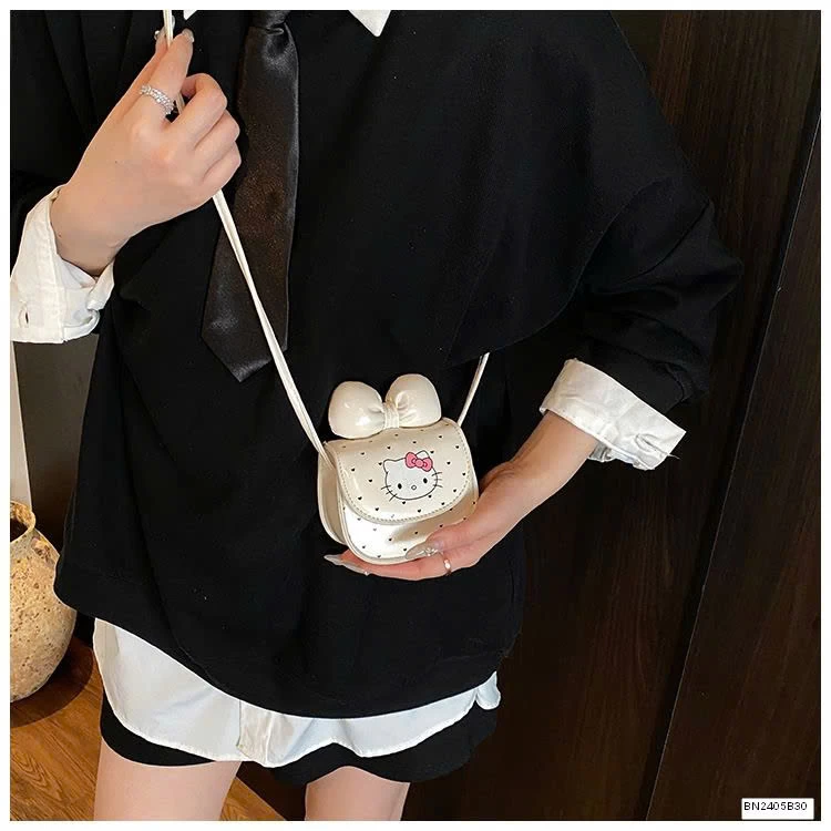 TÚI MINI KITTY NƠ CHẤM BI
