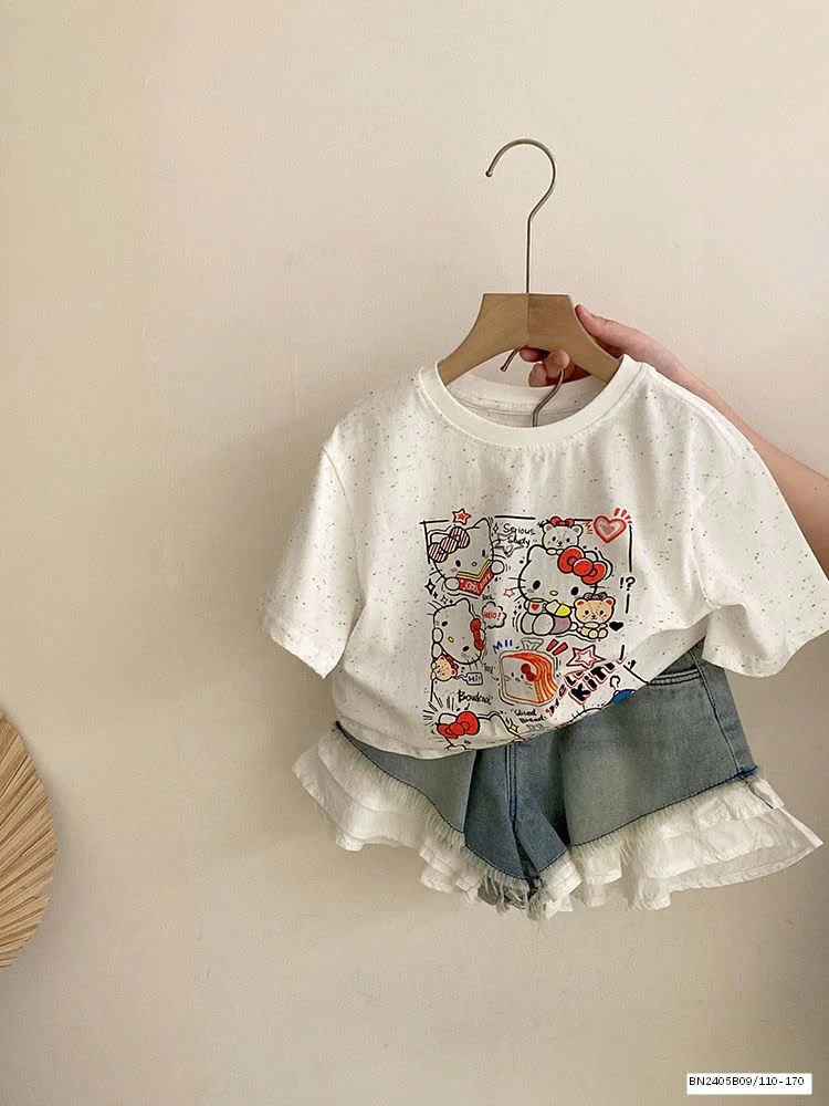 SET ÁO THUN KITTY MUỐI TIÊU MIX SHORT JEAN