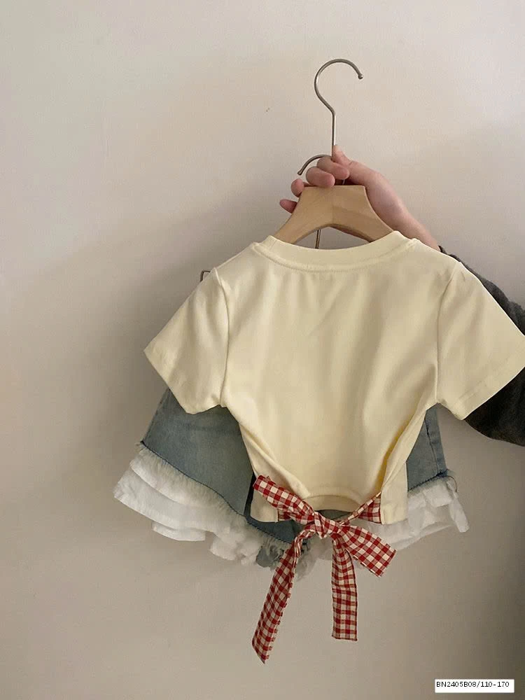 SET ÁO THUN NƠ ĐỎ MIX SHORT JEAN