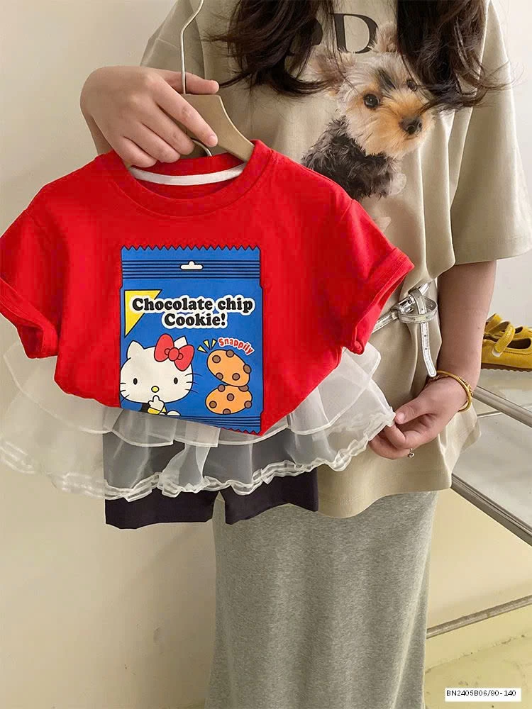 SET ĐỒ HỌA TIẾT HÌNH MÈO PHỐI QUẦN LEGGING BÉ GÁI