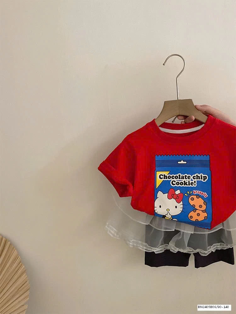 SET ĐỒ HỌA TIẾT HÌNH MÈO PHỐI QUẦN LEGGING BÉ GÁI