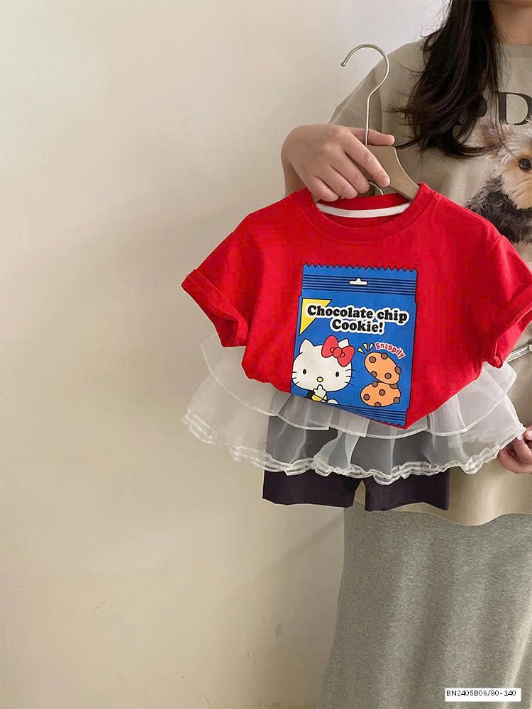 SET ĐỒ HỌA TIẾT HÌNH MÈO PHỐI QUẦN LEGGING BÉ GÁI