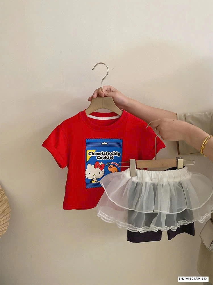 SET ĐỒ HỌA TIẾT HÌNH MÈO PHỐI QUẦN LEGGING BÉ GÁI