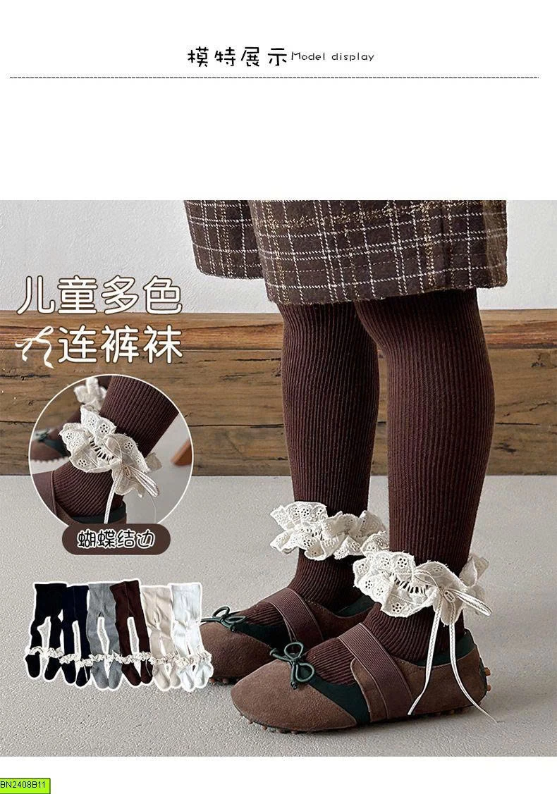 QUẦN TẤT LIỀN BÀN THẮT NƠ REN