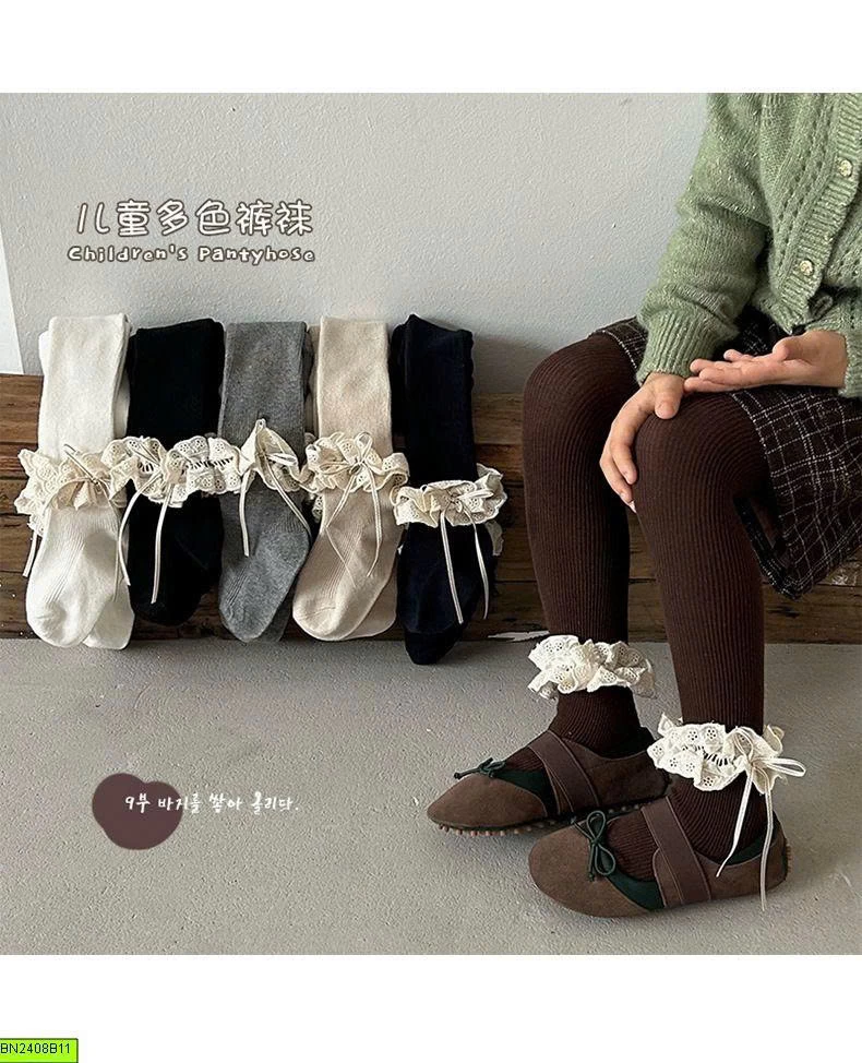 QUẦN TẤT LIỀN BÀN THẮT NƠ REN