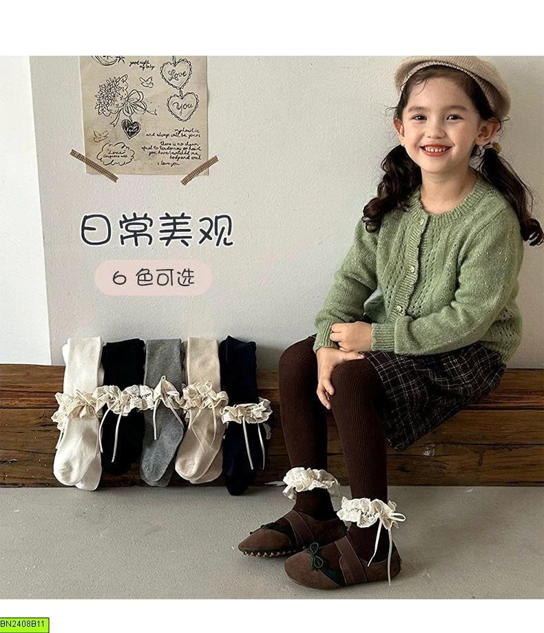 QUẦN TẤT LIỀN BÀN THẮT NƠ REN