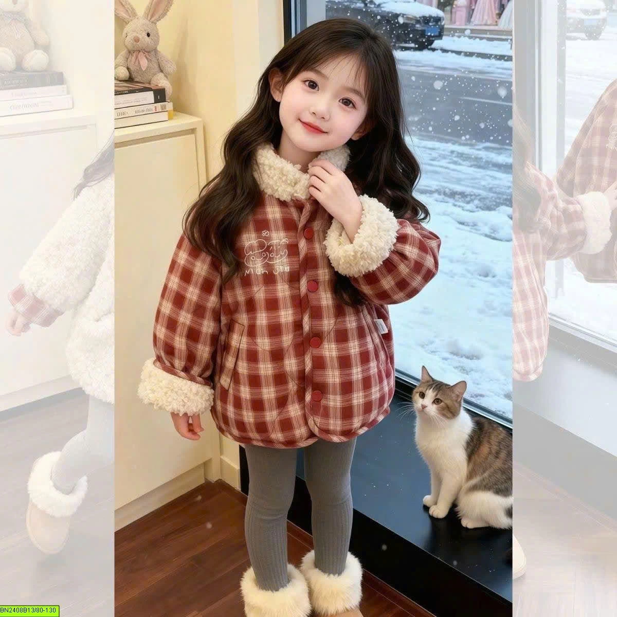 ÁO KHOÁC BÉ GÁI 2 MẶT – XINH XẮN, ẤM ÁP MÙA ĐÔNG