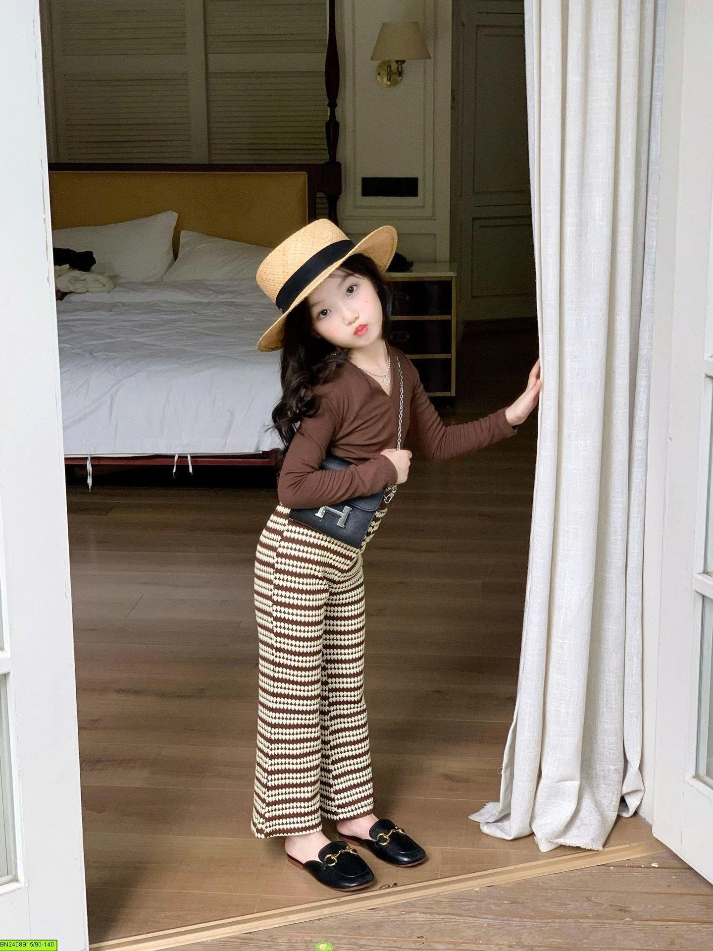 SET ÁO NÂU + QUẦN KẺ