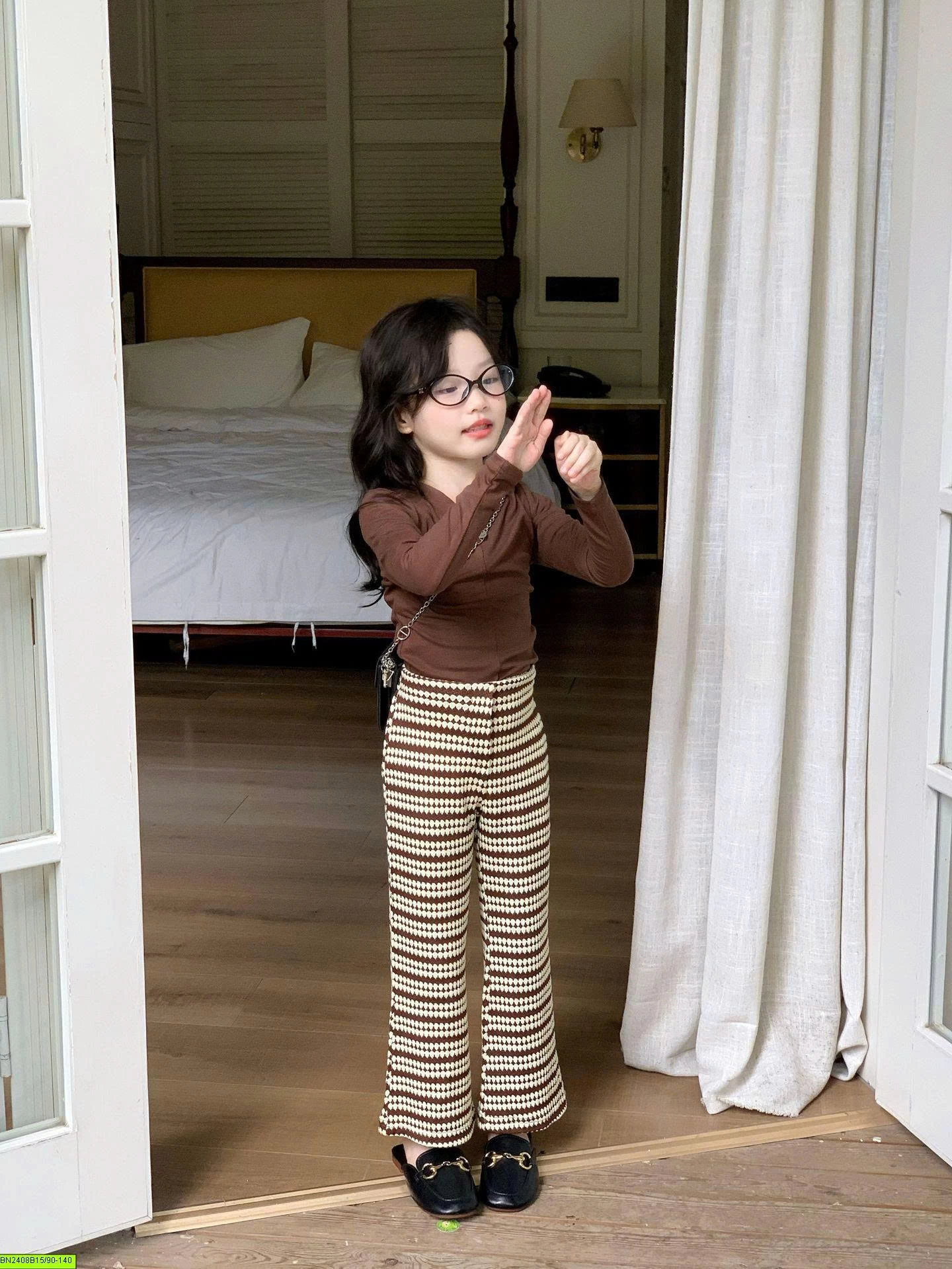 SET ÁO NÂU + QUẦN KẺ