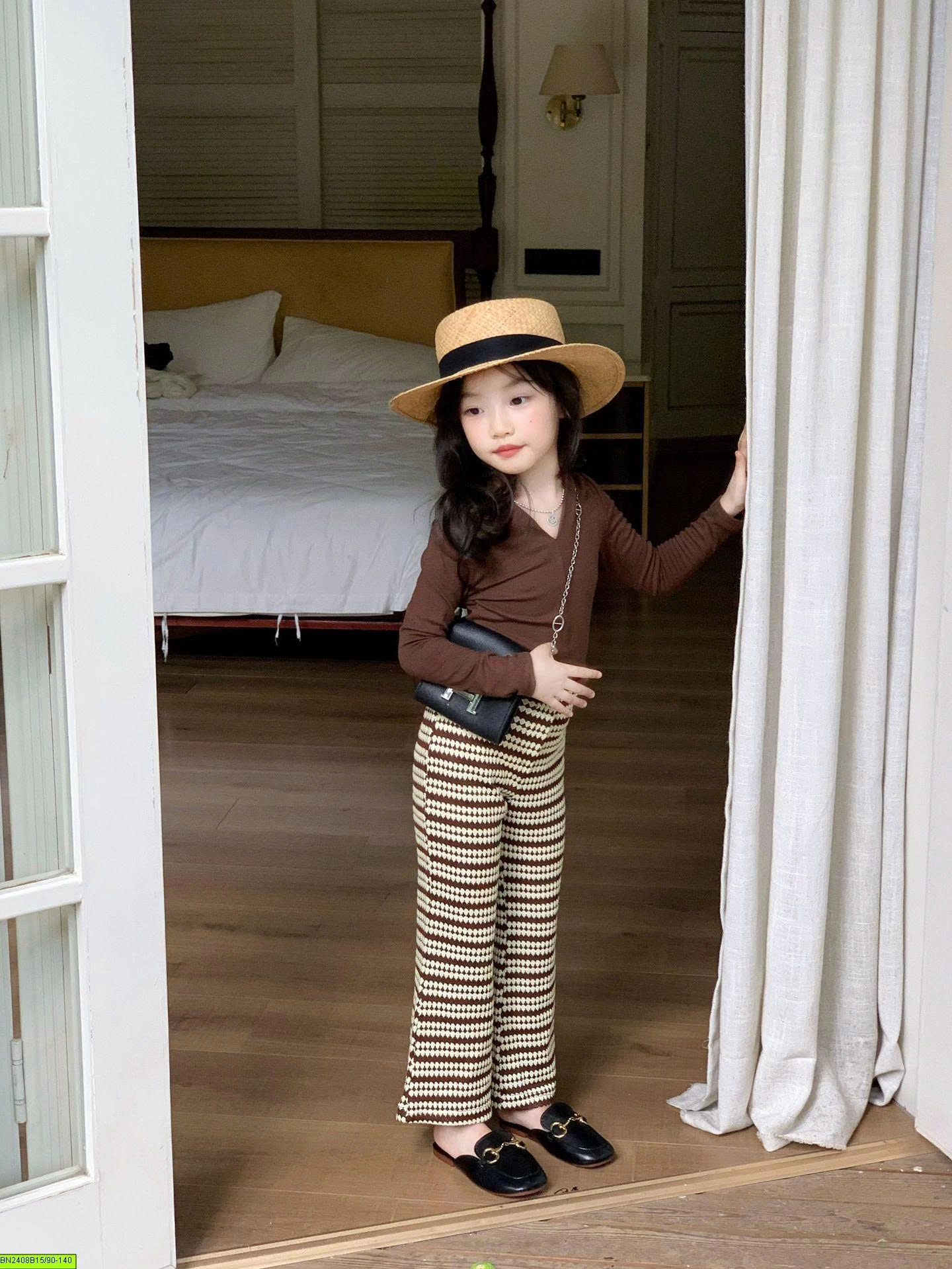 SET ÁO NÂU + QUẦN KẺ