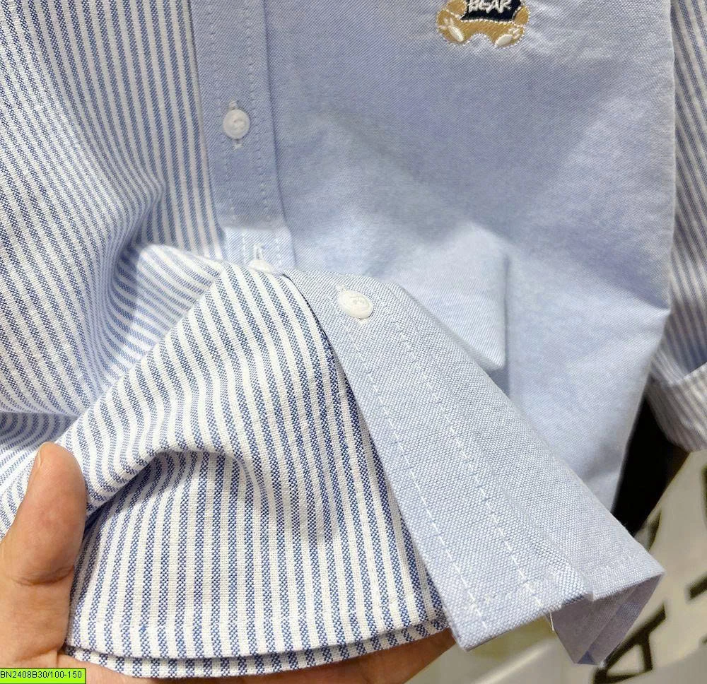 ÁO SƠ MI CỔ BẺ THÊU GẤU BEAR KACADY