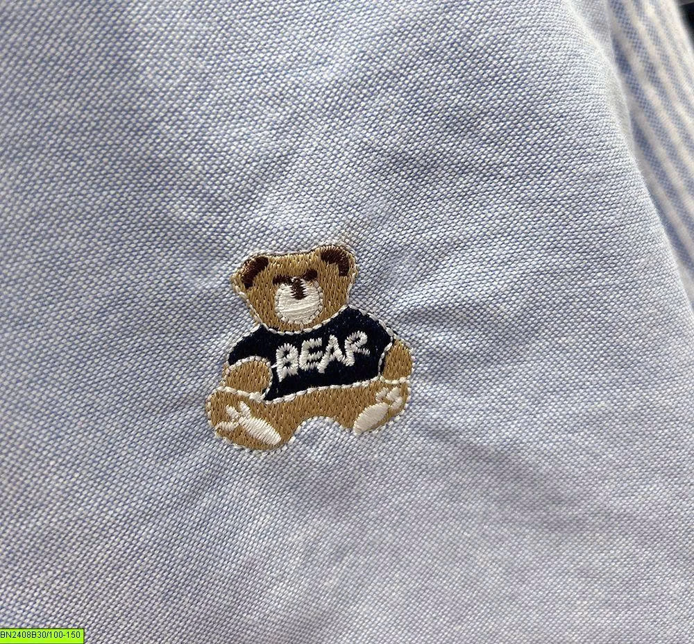 ÁO SƠ MI CỔ BẺ THÊU GẤU BEAR KACADY