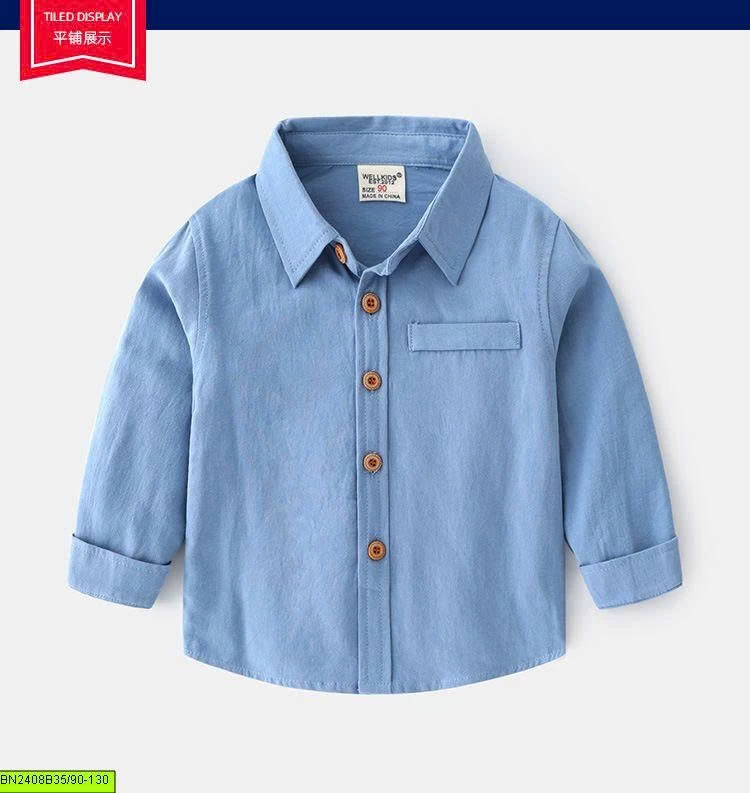 ÁO SƠ MI TRƠN MÀU WELLKIDS