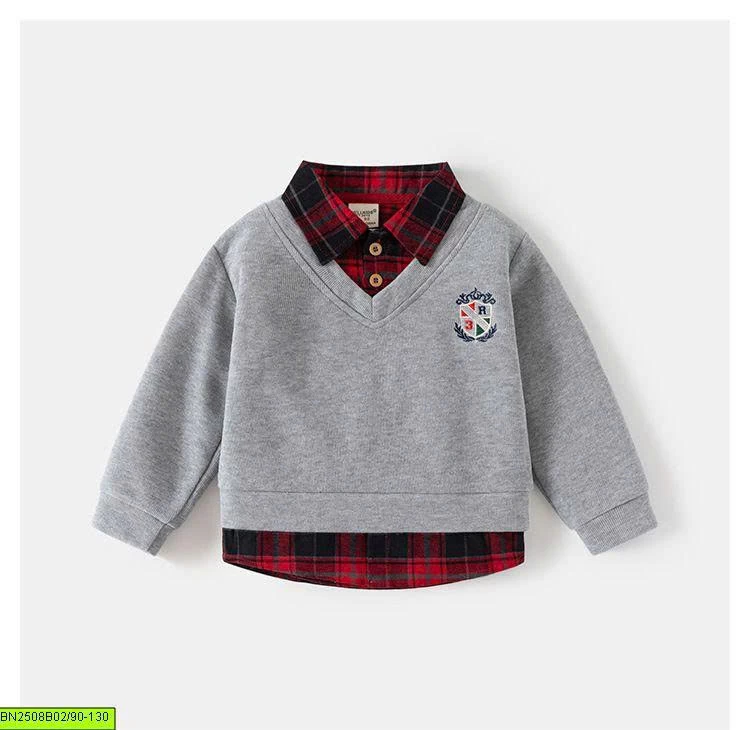 ÁO NỈ PHỐI CỔ SƠ MI WELLKIDS