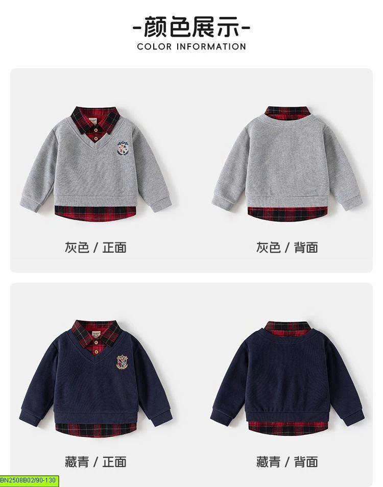ÁO NỈ PHỐI CỔ SƠ MI WELLKIDS