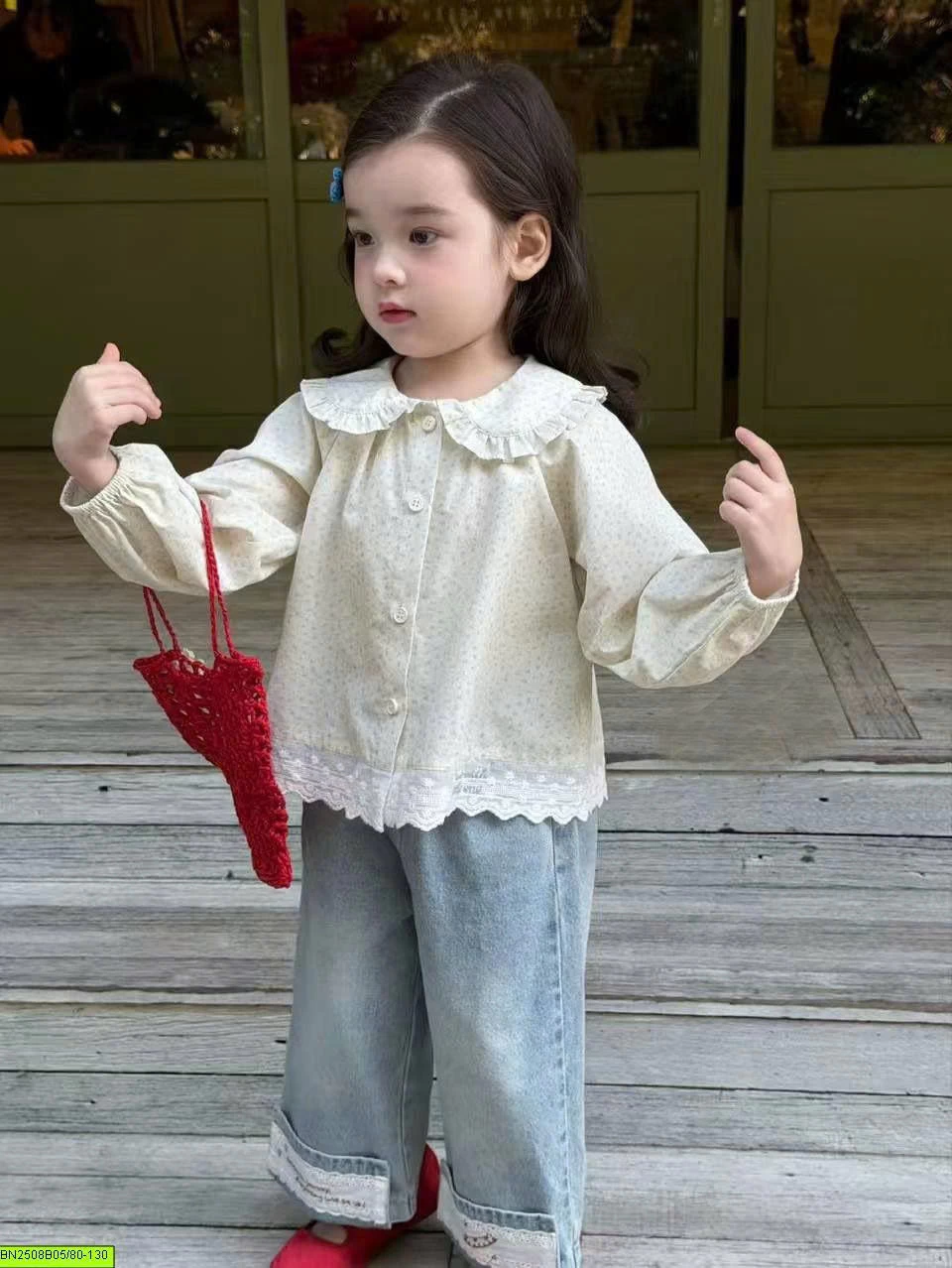 SET ÁO SƠ MI CỔ SEN MIX QUẦN JEAN