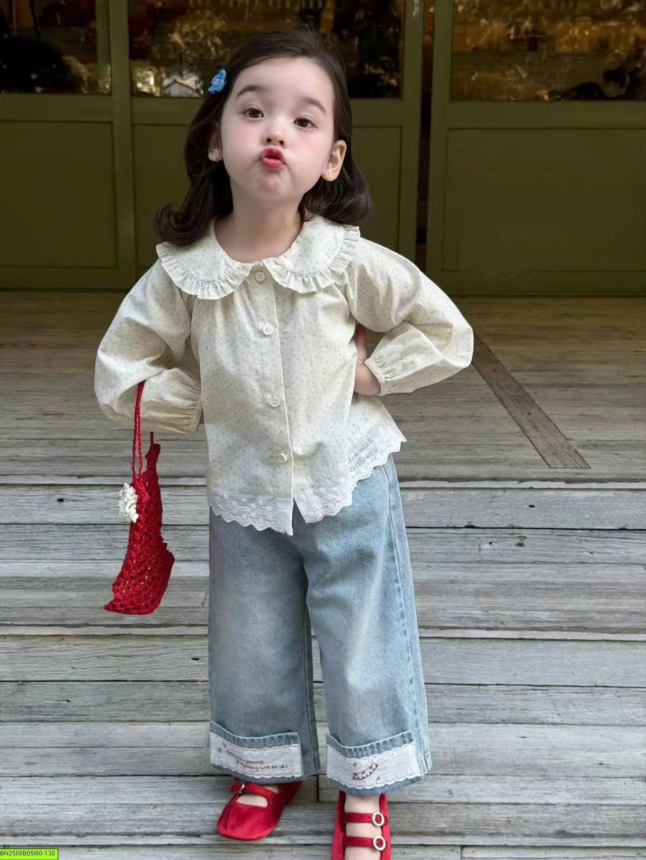 SET ÁO SƠ MI CỔ SEN MIX QUẦN JEAN