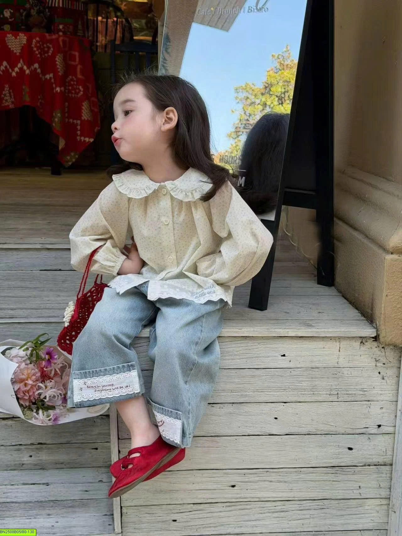 SET ÁO SƠ MI CỔ SEN MIX QUẦN JEAN