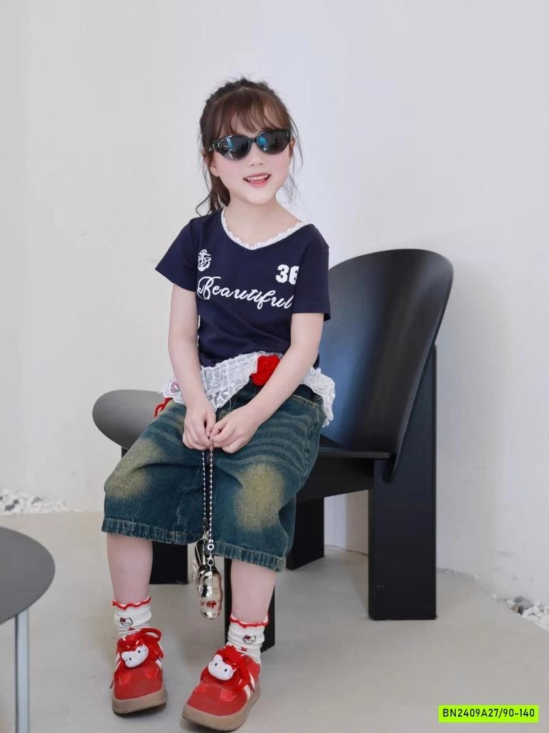 SÉT ÁO VIỀN REN MIX JEANS LỠ