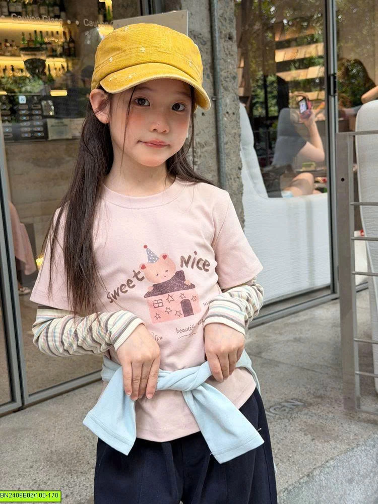 ÁO THUN GẤU TAY KẺ AMBB	26E443