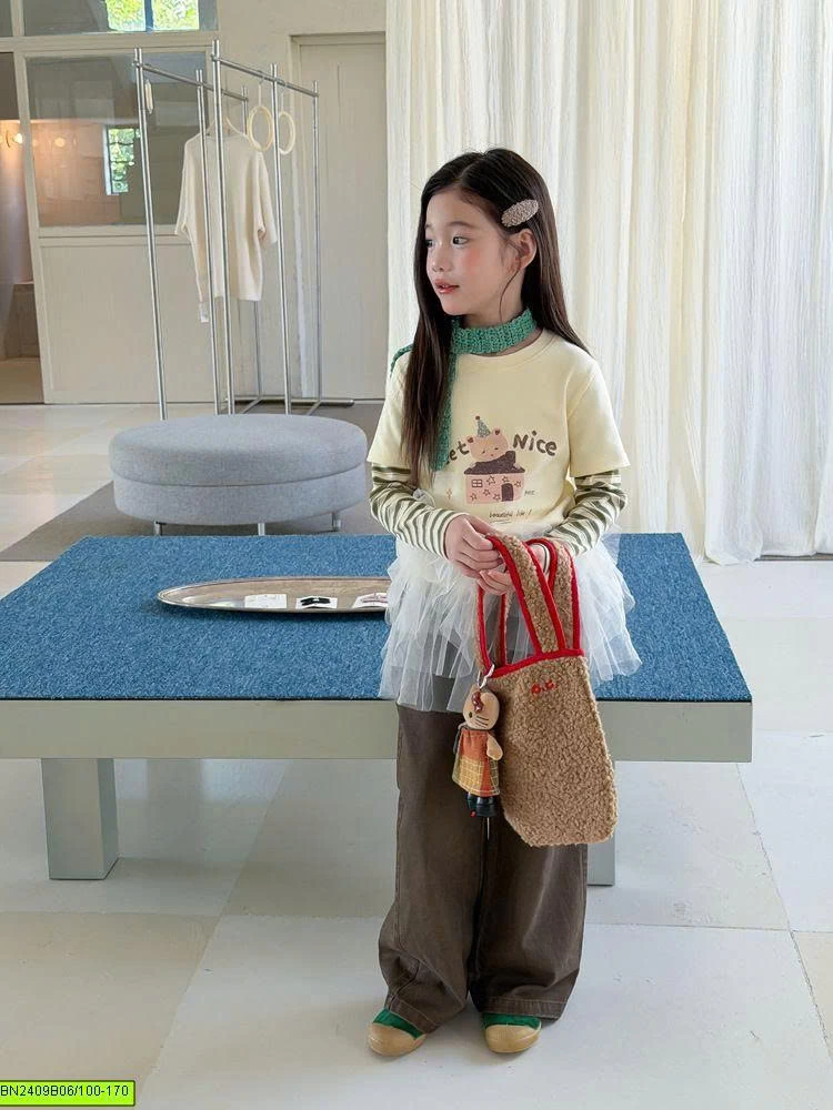 ÁO THUN GẤU TAY KẺ AMBB	26E443