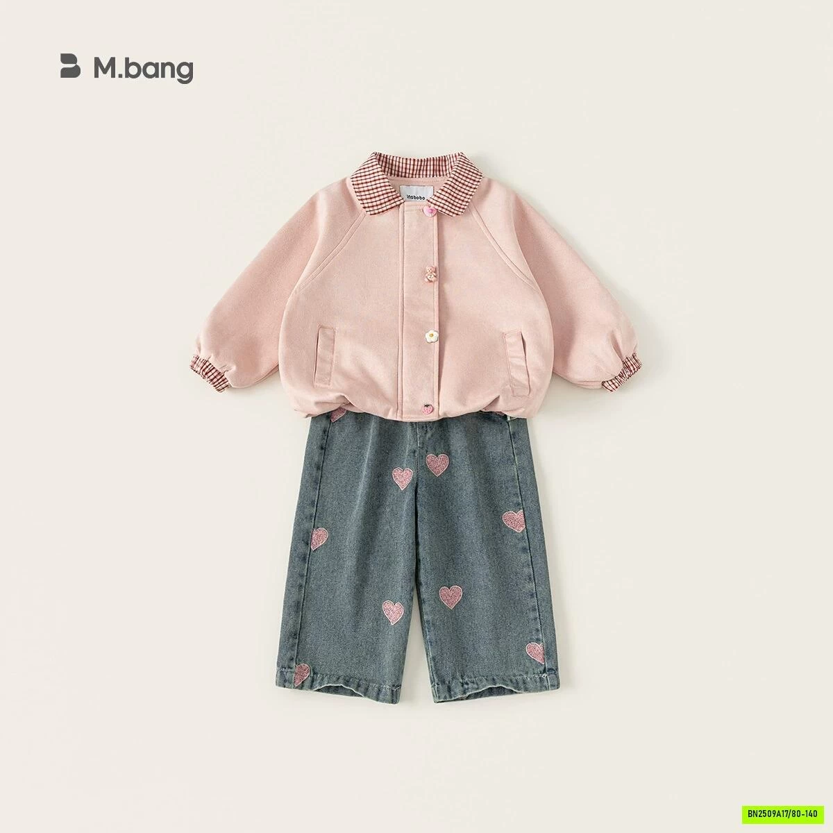 ÁO KHOÁC HỒNG MIX JEANS TRÁI TIM M.BANG