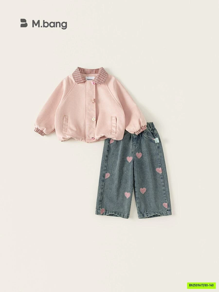 ÁO KHOÁC HỒNG MIX JEANS TRÁI TIM M.BANG