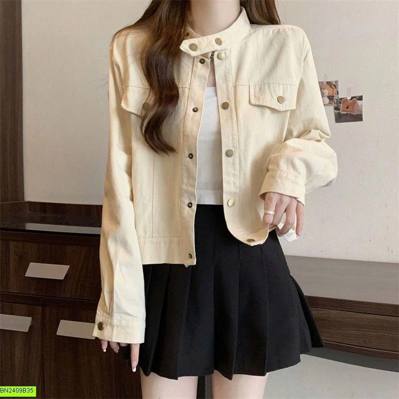 ÁO KHOÁC KAKI RETRO CỔ ĐỨNG