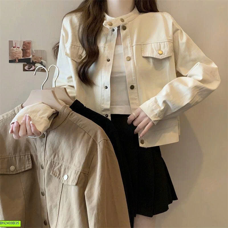 ÁO KHOÁC KAKI RETRO CỔ ĐỨNG