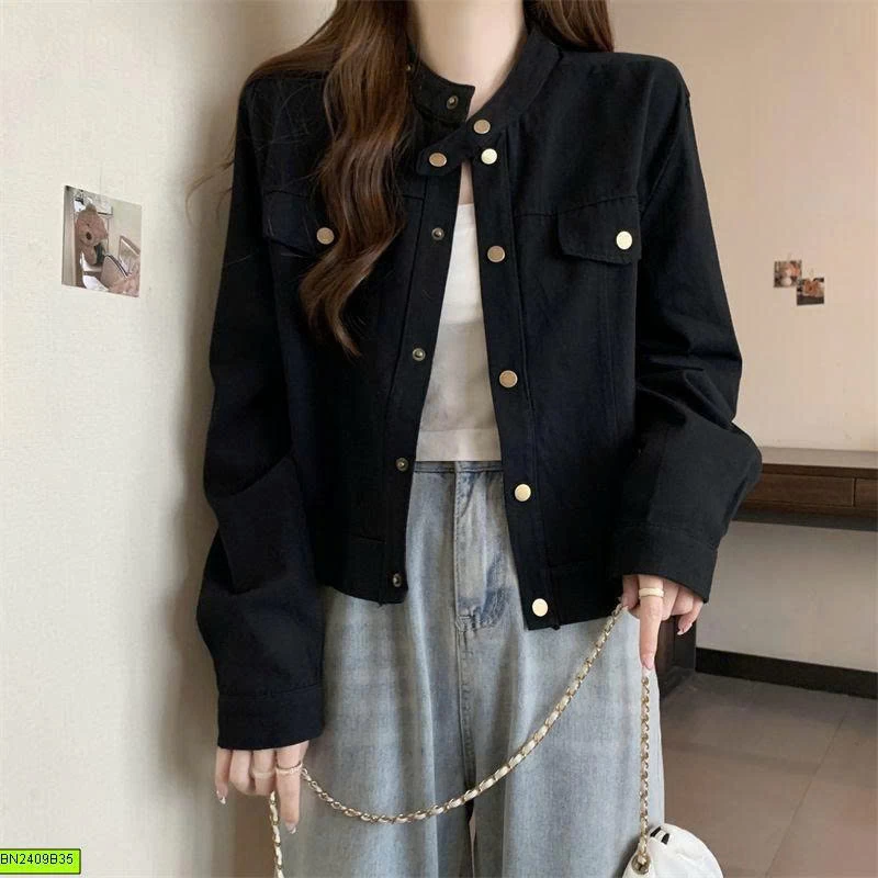 ÁO KHOÁC KAKI RETRO CỔ ĐỨNG