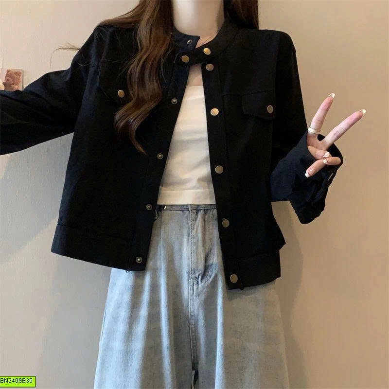 ÁO KHOÁC KAKI RETRO CỔ ĐỨNG