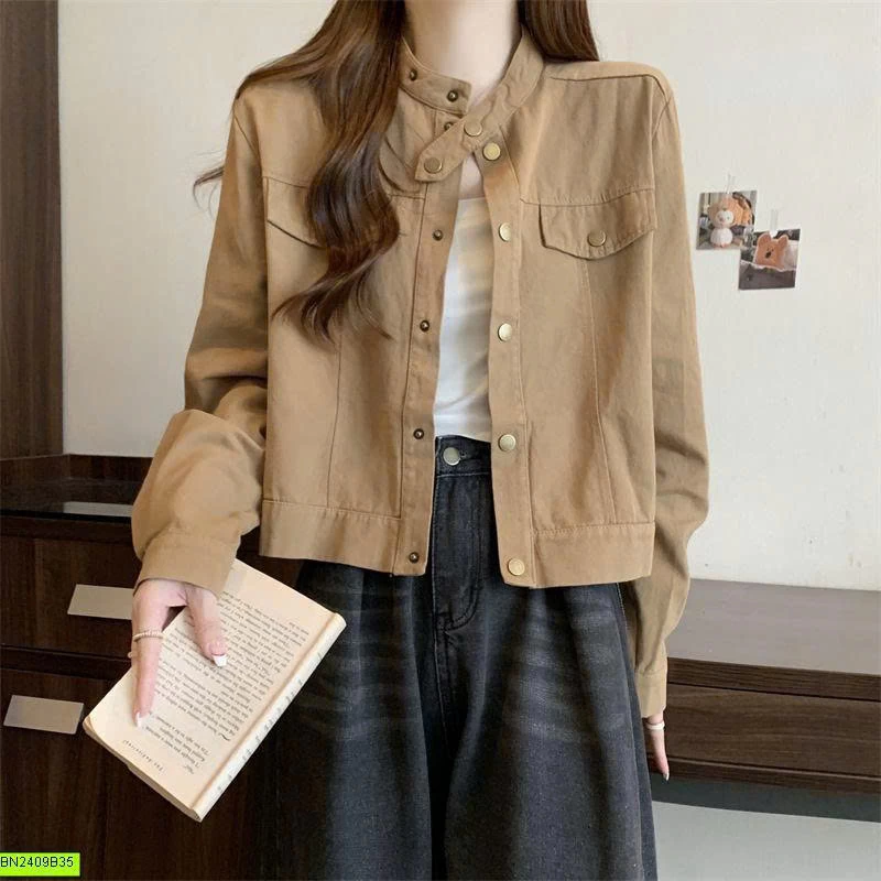 ÁO KHOÁC KAKI RETRO CỔ ĐỨNG