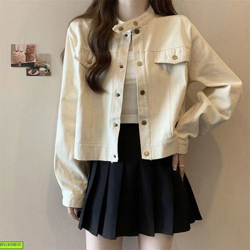 ÁO KHOÁC KAKI RETRO CỔ ĐỨNG