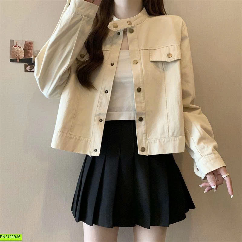 ÁO KHOÁC KAKI RETRO CỔ ĐỨNG