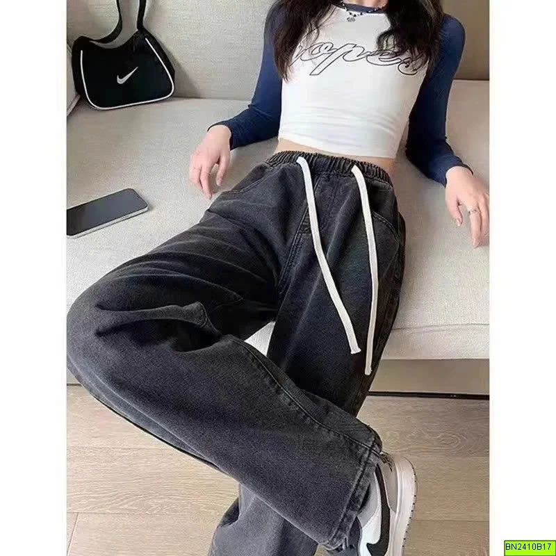 QUẦN JEANS RỘNG DÂY RÚT