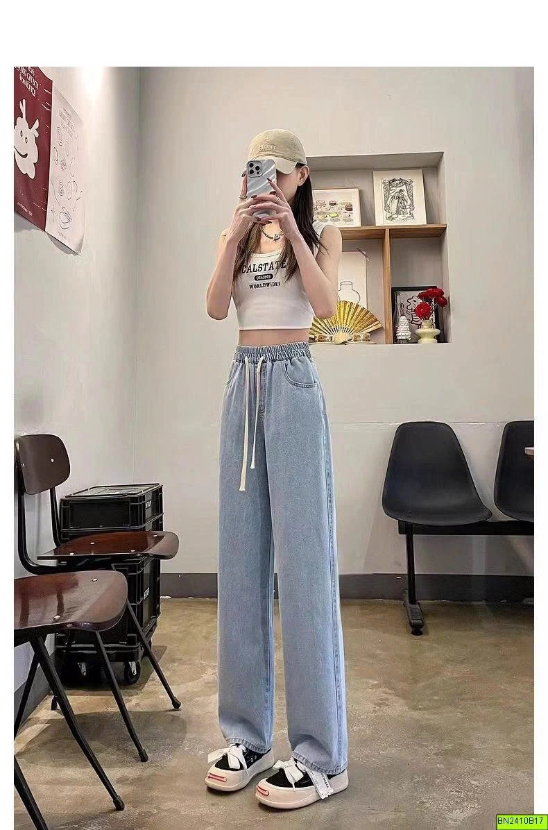 QUẦN JEANS RỘNG DÂY RÚT