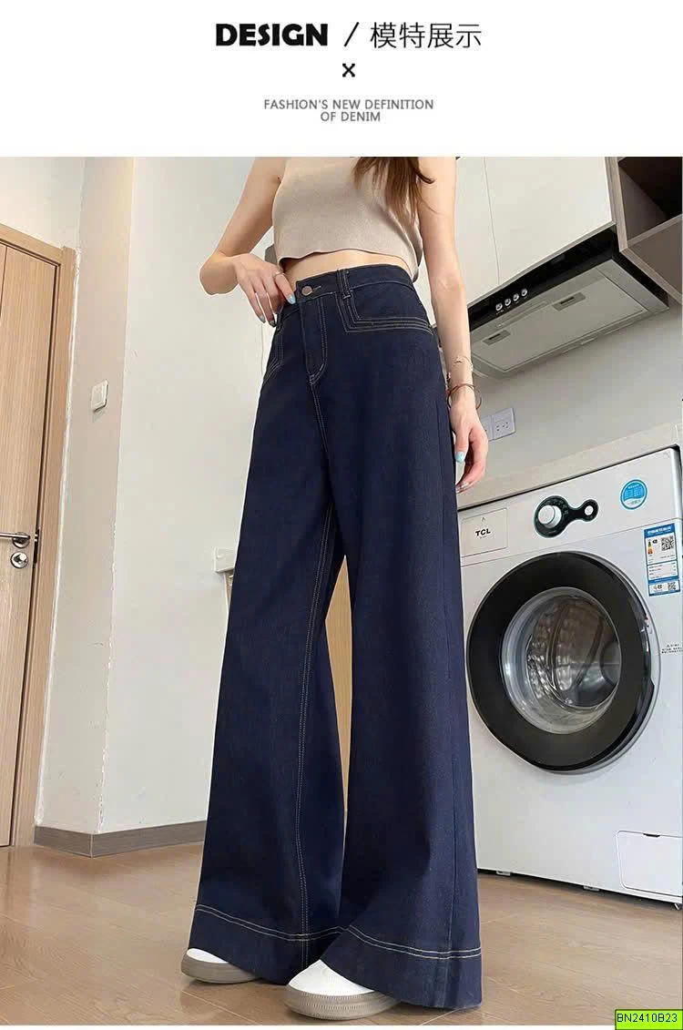 QUẦN DENIM SUÔNG CẠP CAO HÁCH DÁNG