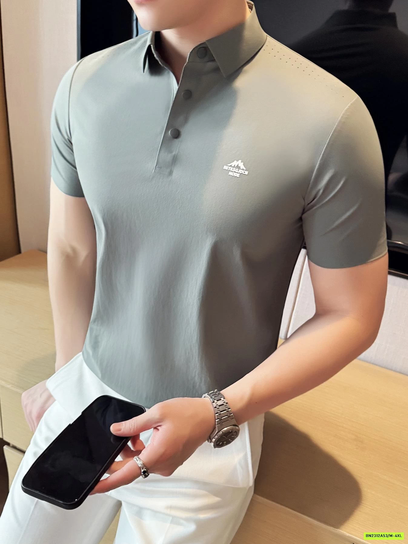 ÁO POLO NAM TRƠN MÀU LOGO NỔI