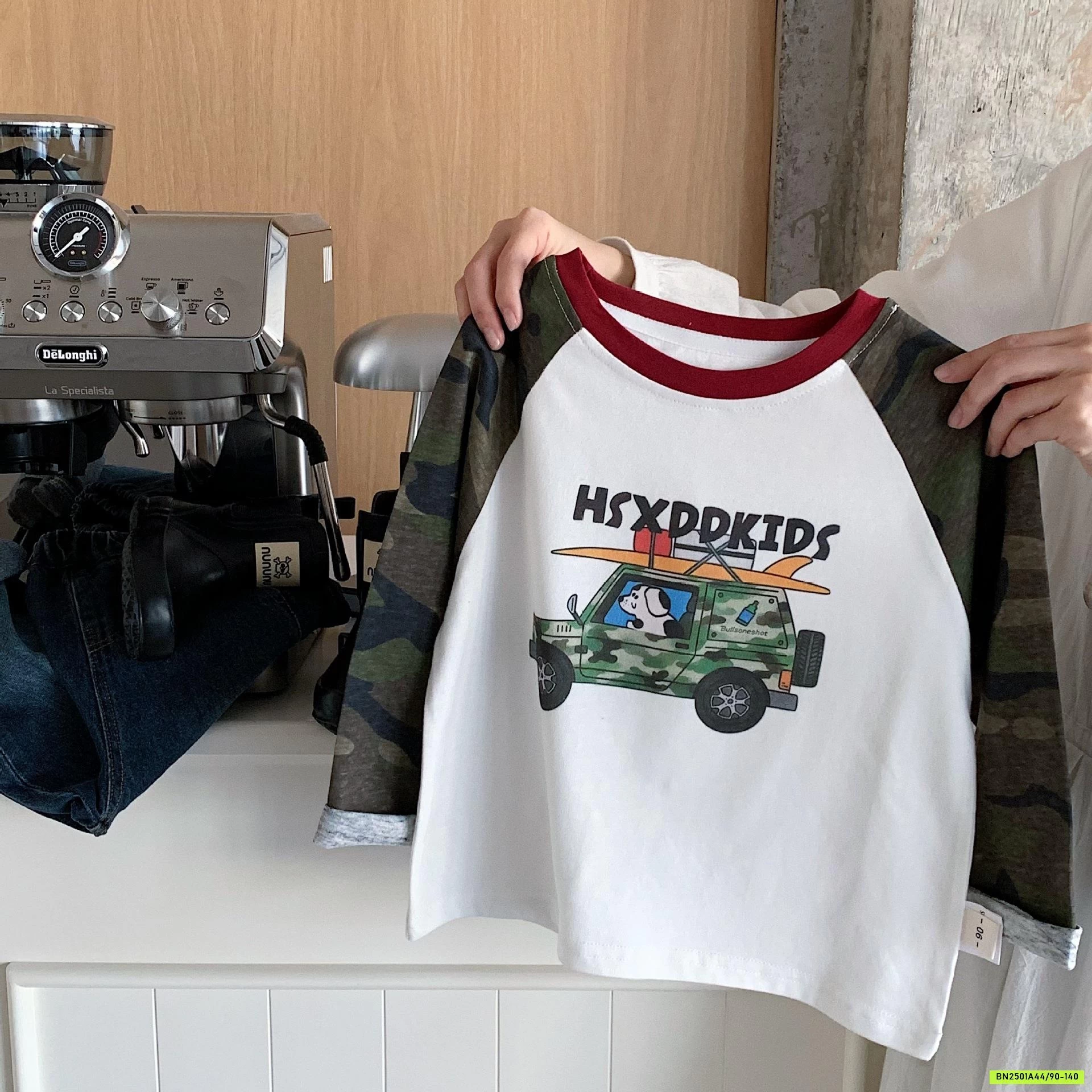 ÁO THUN PHỐI TAY RẰN RI