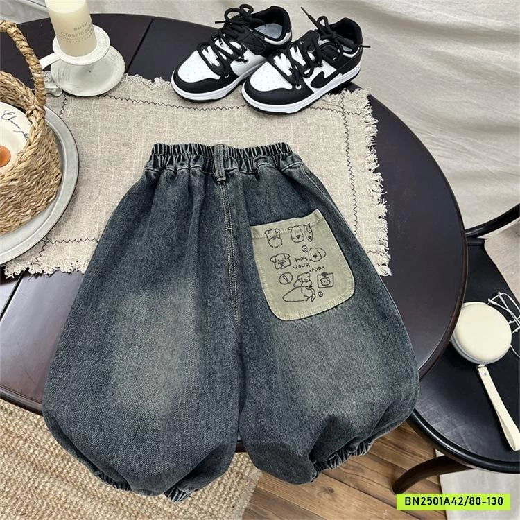 JEANS BO GẤU BẠC GỐI MÁC TÚI