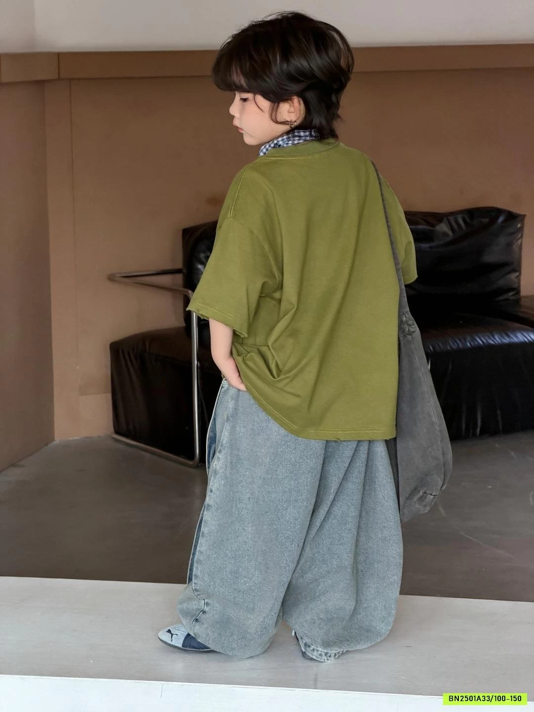 ÁO THUN RÊU MIX JEANS BẠC MÀU